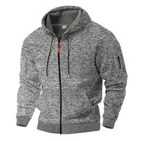 Heavy Fleece Men's Jacket Winter Retro Tooling Pocket Hooded Zipper Sports Sweater Men XS šviesiai pilka spalva