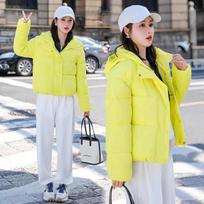 Women's Autumn Winter Korean Version Loose Hooded Thick Coat Short Overcoat Solid Causal Parkas Jacket 2XL