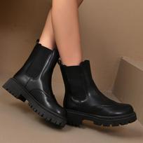 2025 New Fashion Boots for Women Fashion Brand Designer Shoes Leather Platform Chelsea Boots Fashionable and Versatile Boots 35 juoda