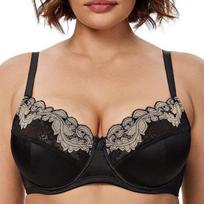 Ultra-thin Cup Fat Girl Lace Edge Sexy Oversized Underwear Push-up Anti-sagging Bra Silky Comfortable Bra 95F beige