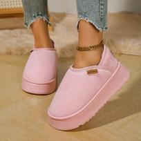 Winter Platform Boots Vintage Women's Snow Warm Suede Warm Inner Plush Thick Bottom Women's Flat Bottom Boots 36-37 rožinė