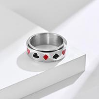 Titanium Steel Rotatable Playing Card Ring - Men's Hip-hop Decompression Jewelry 8 gray