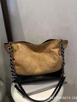Women's Large Capacity Suede Tote Bag - 2025 New Autumn/Winter Retro Casual Chain Shoulder Bag for Work and Commute ruda