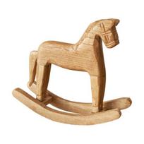 Wooden Rocking Horse Figurine Vintage Small Horse Sculpture Desktop Ornament for Wedding Baby Showers Parties Home Decor Hobbyhorse