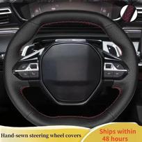 Automobilio vairo apdangalas Odinis Peugeot e-208 508 208 3008 4008 5008 Vairo pynė Automobilio aksesuaras Black Thread