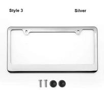 Stainless Steel License Plate Holder 2 Hole License Plate Frame New License Plate Cover Style 3 Silver