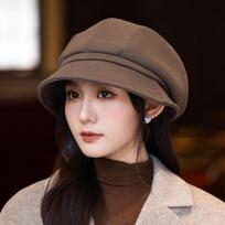 Korean Big Head Circumference Showing Face Small Beret British Style Retro Style Versatile Painter Hat FallSeason and ColdSeason Hat Lady Style One Size