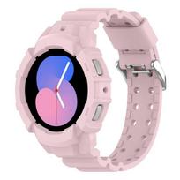 Dėklas+Apyrankė Samsung Galaxy Watch 4/5 44mm 40mm silikoninė Be tarpų apyrankė correa Apsauginis dangtelis 20mm Galaxy watch 5 pro dirželis Watch 5 Pro 45mm rožinė