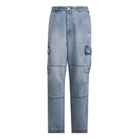 Adidas Originals Blue Denim Loose Fit Tapered Leg Denim Pants Men Light Blue KS5980 XL