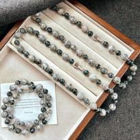 Vintage Design Sense Natural Map Stone Obsidian Clavicle Chain Necklace