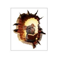 3D Mouse Hole Wall Decals Peel And Stick Decorative Wall Stickers Mouse Hole in The Wall Sticker with 3D Effect for Living Room Bedroom Wall Decor C