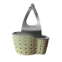 Faucet Hanging Basket Bag with Drain Holes Adjustable Strap Sponge and Cleaning Tool Holder Kitchen Accessories žalia