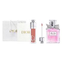 DIOR Perfume Flower Sweetheart + Enchanting Lip Gloss Makeup Set Gift Box Gift Bag Edition Eau de Toilette EDT Floral Fragrance 038 Apricot Brown+50ml abrikosas