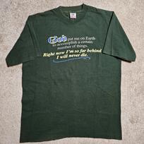 Vintage 90s GOD Put Me On Earth Church T-shirt Mens L Grunge Jesus Ironic Single S