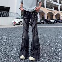 American Style Unisex Micro-Flare Jeans with High Street Cargo Design XL