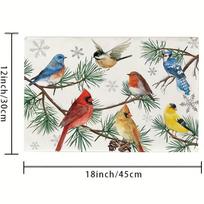 4/6/8/10PC Bird themed placemat Cardinals Bluebirds Goldfinches Snowflakes Pine Branches Table Decoration 4PCS