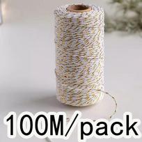 (100 M/roll) 2mm Colored Cotton Cord Lace Braided Cord Bundling Mouth Decoration Festive Christmas Gift Wrapping Wedding Party 2mm wide balta