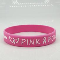 Sandėlyje Moteriška silikoninė apyrankė krūties vėžio prevencijai: Viltis, Tikėjimas, Jėga pink