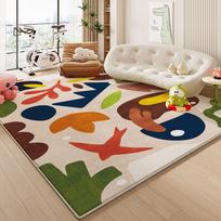 Kids Colorful Carpet Mat Rug Geometric Pattern with Cartoon Cat Soft Floor Mat for Children's Playroom Home Decoration Home Rugs 40X60CM