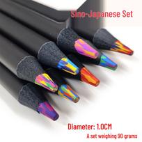 8-Color Rainbow Core Colored Pencils Set with Black Wood Thick Barrels - 12 Shades for Creative Graffiti Starry Sky Rainbow Pencil