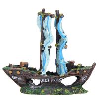 Aquarium Resin Pirate Ship Decoration – Sunken Sailboat & Hiding Spot