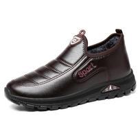 Men's Casual Winter Warm Snow Boots With Faux Fur Lining Non-Slip Loafer Shoes Water Resistant Work Walking Sneakers Comfort Short Booties for Male 39