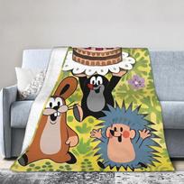 Mažasis kurmis Krtek Antklodės Animacinis Gėlėtas Flanelinis Mesti Antklodė Lovatiesės Dekoras Itin Minkštas Šiltas Daugiafunkcis Kilimo Gabalas 75X95CM