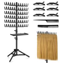 Hot-selling Modern Salon Braiding Stand Portable Adjustable Hair Extension Holder Display Rack Tools Braid Hair Living Room (Black,42*10*18) juoda