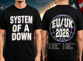 2026 System Of A Down EU And UK Tour Merch T Shirt 100_Cotton Men's Popular Oversized unisex L