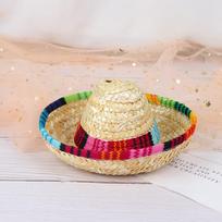 Mini naminių šunų šiaudinė skrybėlė, sombrero, katės skrybėlė nuo saulės, paplūdimio vakarėlio šiaudinės skrybėlės, šunų skrybėlė