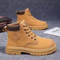 Big Yellow Boots Autumn and Winter Men's Martin Boots Workwear Waterproof and Anti-slip Hiking Shoes Construction 39