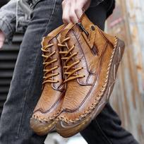 TUINANLE Autumn Men's Martin Boots Large Size Leather Men's Short Boots Trendy Men's Shoes 39 ruda