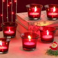 6 Votive Glass Tealight žvakidės rinkinys Stikliniai Votive Kalėdų papuošimai Namų stalo dekoravimui Restorano biuro kalėdinės dovanos