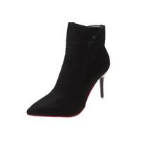 New Women's Autumn Winter Ankle Boots with Pointed Tips Thin Heels Plus Size 43 Fashion Suede Women's Boots 36 juoda