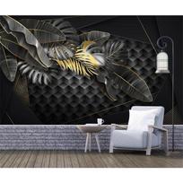 Šiaurės šalių modernūs tapetai, minimalistiniai auksiniai atogrąžų augalų lapų tapetai miegamojo gyvenamojo kambario televizoriaus fono tapetai 200 cm(W) x 140 cm(H)