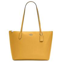 Coach City 33 Logo Snap Closure Pebble Leather Tote Bag Women tote Silver Honeycomb-Yellow CR111-SVRGJ Basic Set (Bag+Dust Bag)