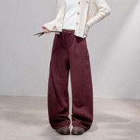 ICH MODE Pine Tea Cocoa Women's Wide-Leg Casual Pants S rausvai geltonas