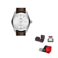 TISSOT Windy Collection Automatic Mechanical Movement Men's Watches Watch 40mm Silver Dial Stainless Steel Case T127.407.16.031.01 Brown Strap
