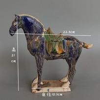 Tang Sancai Blue Glazed War Horse Home Decoration Antique Porcelain Excavated in Museum, Decorative Sculpture Doll