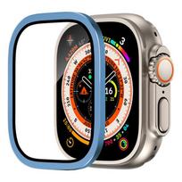 For Apple Watch Ultra 2 3 Screen Protector 49mm accessories Titanium Alloy Frame+HD Tempered Glass Cover Protective iWatch ultra Ultra 49mm mėlyna