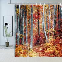 Autumn Forest Shower Curtain: Embrace the Vibrant Design, Soft Fabric, and Nature Vibes for Your Cozy Bathroom W90XH180cm