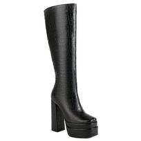 Black White Knee High Boots Women Winter Autumn Shoes Ladies Sexy Snake Leather Long Shoes Women's Cowboy Boot Large Size 45 34 juoda