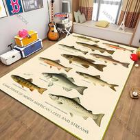 1pc 3D HD Brown Trout Rug Non-slip Soft Large Area Carpet for Living Room Indoor Outdoor Aesthetic Decor 40x60cm (16x24in)