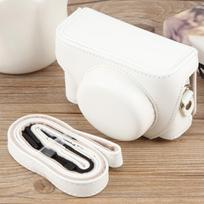 For Sony ZV-1F Vlog Camera Full Body Leather Camera Case Bag with Strap balta