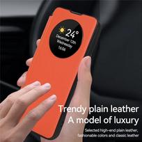Smart Sleep/Wake-up Leather Case for Samsung Galaxy S23 Ultra S24+ S22 Plus S21 FE Intelligent Window View Stand Flip Cover S21 oranžinė