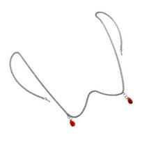 Yousheng Face Chain with Red Water Drop Pendant Metal Luster Multi-Purpose Face Hair Accessory Parties Photoshoots Exotic Style sidabras