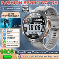 Military Smart Watch 1000MAH Super Endurance Bluetooth Call GPS Compass Barometric Altimeter 10ATM Waterproof Swim AMOLED HD Sports Smartwatches Men sidabras