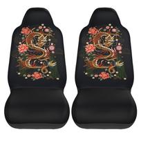 Chinese Flower Peony and Dragon Car Seat Covers Set of 2 Front Bucket Seat Protector Accessories Universal Fit Most Cars Trucks juoda