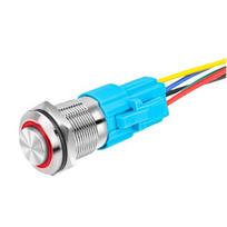 16mm Metal LED Ring Push Button Switch with Self-Reset 220V with Socket