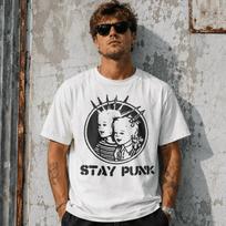 Stay Punk Graphic T-Shirt Vintage Punk Rock Back Print Streetwear Tee S